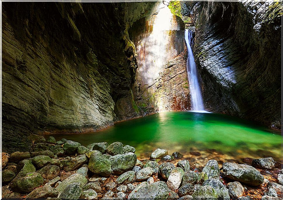 Kozjak waterfall in Slovenia