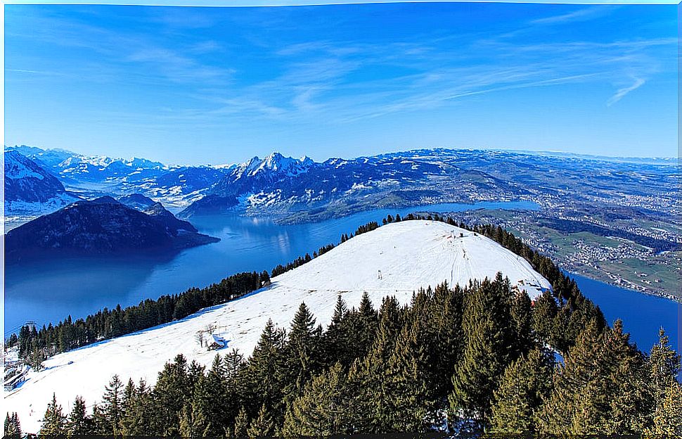 View of Mount Rigi in Switzerland