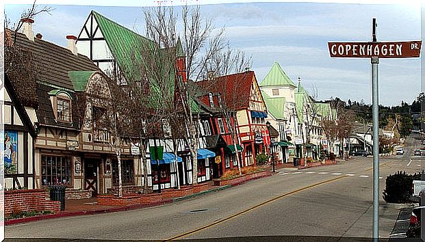 Street in Solvang, a Danish town in Santa Ynez Valley