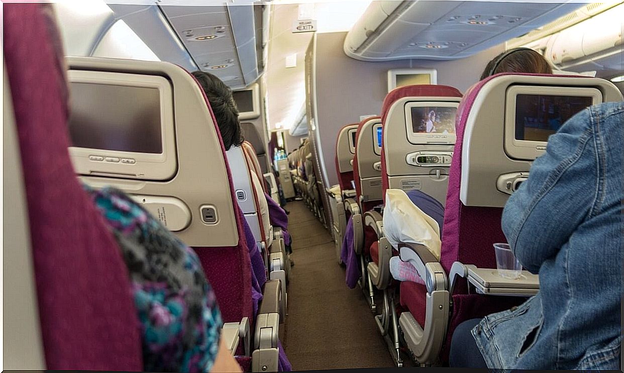 Interior of an airplane