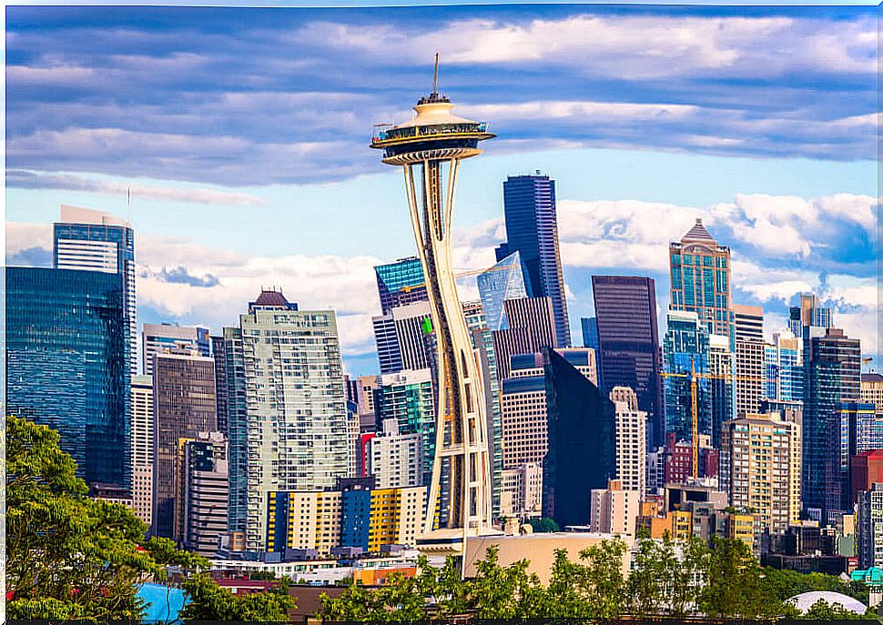 Climb the Space Needle tower in Seattle, in the United States