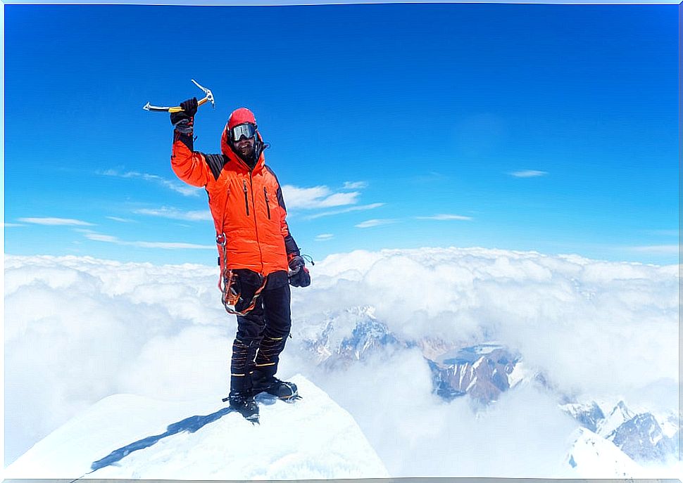 Climber on Everest