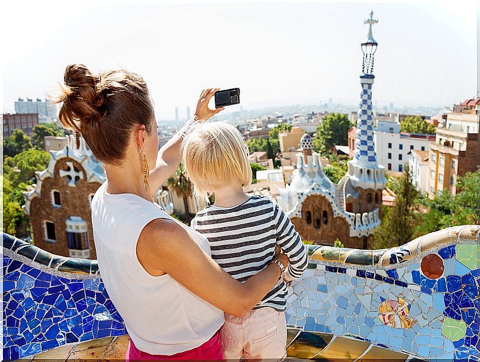 Mother and son in Barcelona