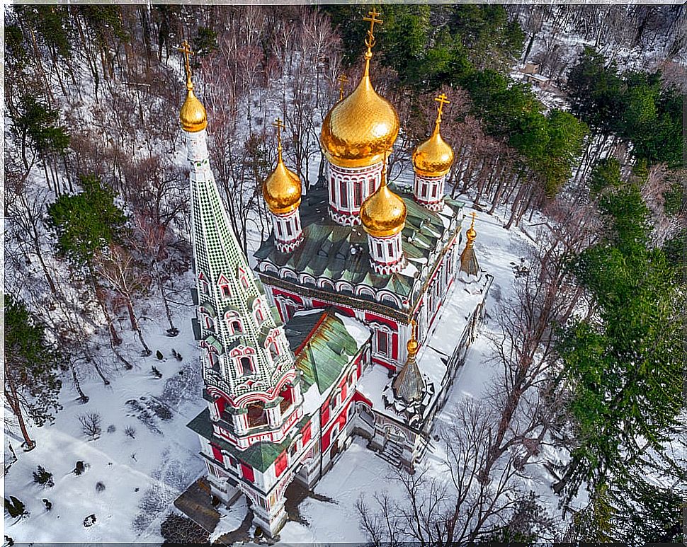 Aerial view of Shipka Memorial Church