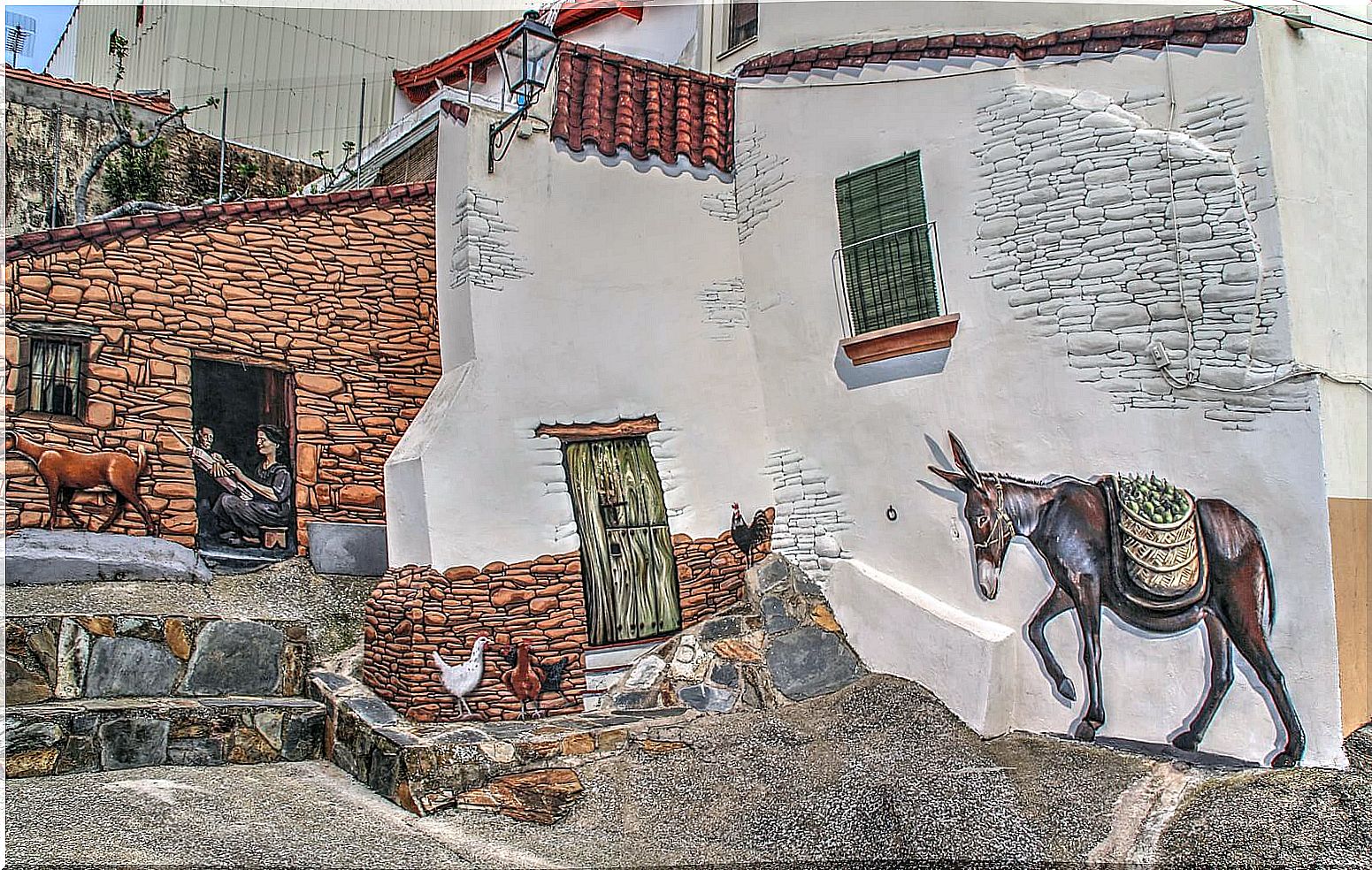 Mural in the city of Romangordo that reflects the rural life of the town.