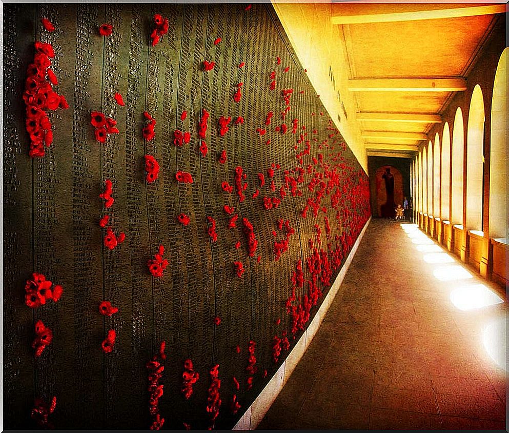 Plaques with the names of the fallen at the Australian War Memorial Center