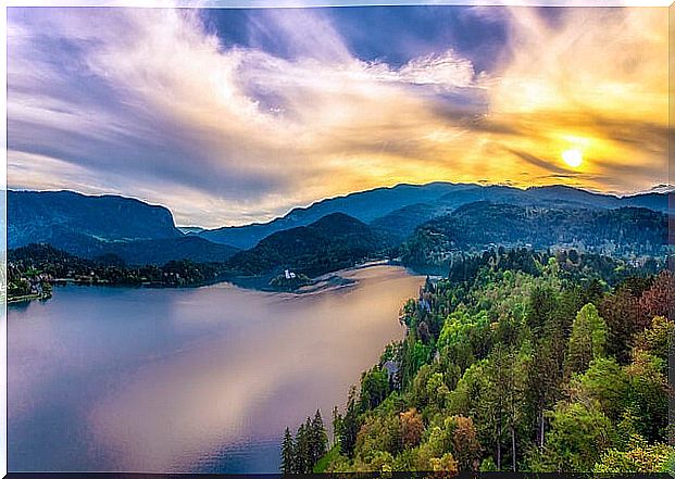 Sunset at Lake Bled