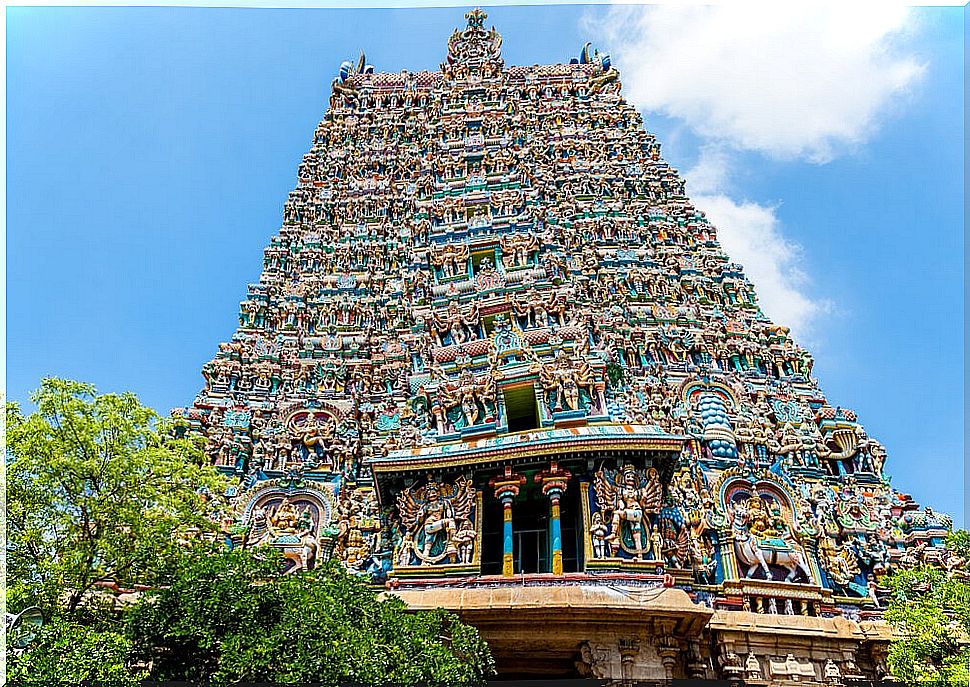 Hindu temple of Meenakshi, one of the religions of Asia