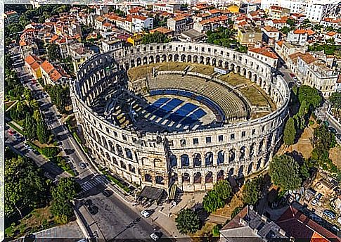 Roman amphitheaters, Pula Colosseum in Croatia