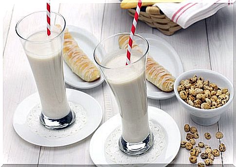 Horchata and fartons, typical Spanish breakfast