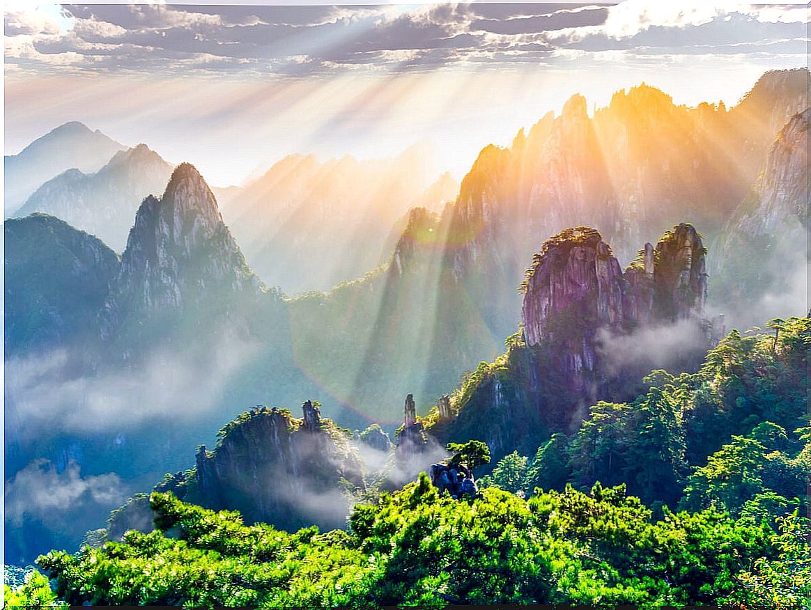 Sunrise at Huangshan Yellow Mountain.