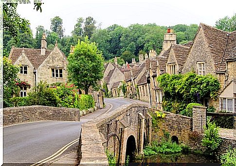 Medieval streets at Castle Combe in the Cotswolds