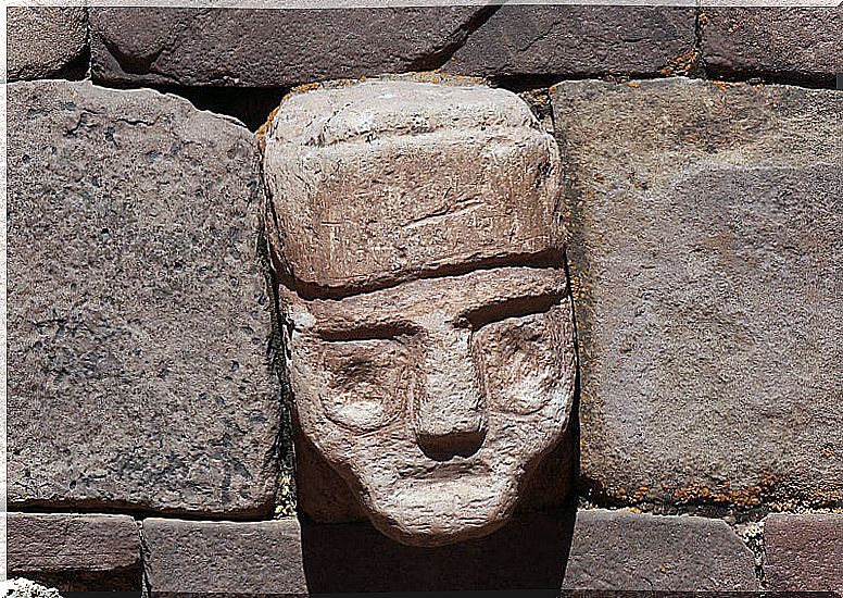 Stone head in one of the temples