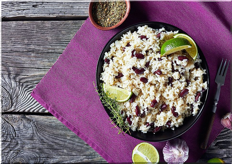 Plate of rice with peas